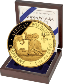 1 Unze Gold Somalia Elefant 2024 PM WMF (Auflage: 100 | Privymark World Money Fair Berlin)