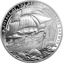 1 Unze Silber Charles Darwin Voyage HMS Beagle 2025 ( Auflage: 650 | Polierte Platte)
