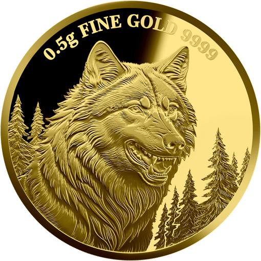 0,5g Gold Heimische Tiere Wolf 2025 (Auflage: 1.000 | Polierte Platte)