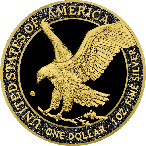 1 Unze Silber American Eagle Gold Nugget Iced Out 2025 (Auflage: 50 | teilvergoldet)