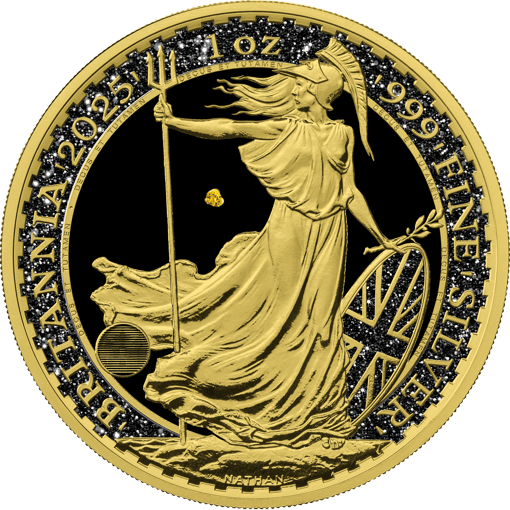 1 Unze Silber Britannia Gold Nugget Iced Out 2025 (Auflage: 50 | teilvergoldet)