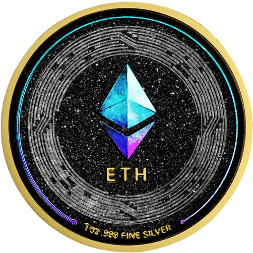 1 Unze Silber Krypto Ethereum Iced Out (Auflage: 100 | teilvergoldet)