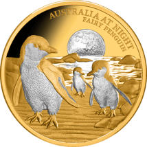 1 Unze Gold Zwergpinguin Australien bei Nacht 2024 PP (Auflage: 150 | Polierte Platte | Platiniert)