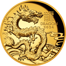 1 Unze Gold Lunar III Drache 2024 HR (Auflage: 188 | High Relief)