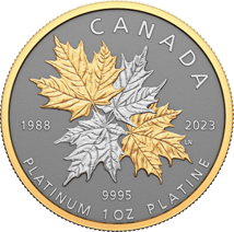 1 Unze Platin Maple Leaf Forever 2023 (Auflage: 375 | Reverse Proof | Gelbgold veredelt)