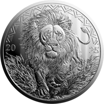 1 Unze Silber African Animals Löwe 2025 (Auflage: 5.000 | Polierte Platte)