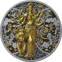1 Unze Silber Durga Hindu Göttin 2025 (Auflage: 999 | High Relief | teilvergoldet | Polierte Platte)