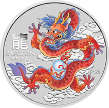 1 Unze Silber Lunar III Roter Drache 2024 PP (Auflage: 5.000 | Polierte Platte | coloriert)