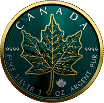 1 Unze Silber Maple Leaf 2023 Petrol Skeletton Edition (Auflage: 100 | teilvergoldet | coloriert)