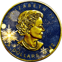 1 Unze Silber Maple Leaf Stille Nacht 2022 (Auflage: 100 | coloriert | teilvergoldet | mit Diamantstaub)