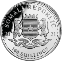 1 Unze Silber Somalia Elefant 2021 (Auflage: 5.000 | teilvergoldet)