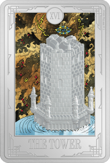 1 Unze Silber Tarotkarte Der Turm 2024 (Auflage: 2.000 | coloriert | Polierte Platte)