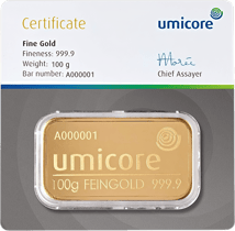 100 g Goldbarren Umicore