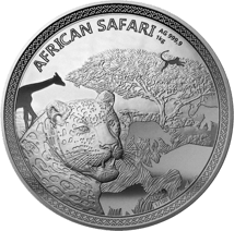 1kg Silber African Safari Leopard 2019 Antik Finish (Auflage: 100 Stück)