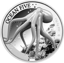 1kg Silber Ocean Five Oktopus 2023 PP (Auflage: 100 | Polierte Platte)