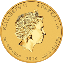 2 Unze Goldmünze Lunar II Hund 2018