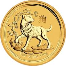 2 Unze Goldmünze Lunar II Hund 2018