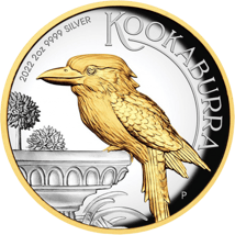 2 Unze Silber Kookaburra 2022 PP (Auflage: 2.000 | Polierte Platte | High Relief | teilvergoldet)