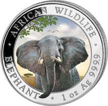 2 x 1 Unze Silber Somalia Elefant Tag & Nacht Set 2021 (Auflage: 500 | coloriert)