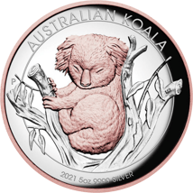 5 Unze Silber Australian Koala 2021 PP HR (Auflage 500 | Teilvergoldet)