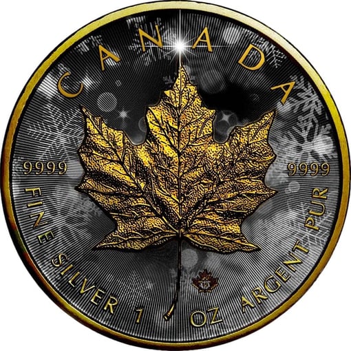 1 Unze Silber Maple Leaf Winter Edition 2022 (Auflage 100 coloriert teilvergoldet mit