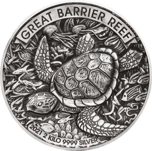 2kg Silber Great Barrier Reef 2021 (Auflage: 200 | Antik Finish | High Relief | inkl. Etui)