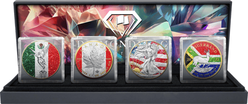 4 x 1 Unze Silber Diamond Flag Set 2023 (Auflage: 100 | Diamantenstaub)